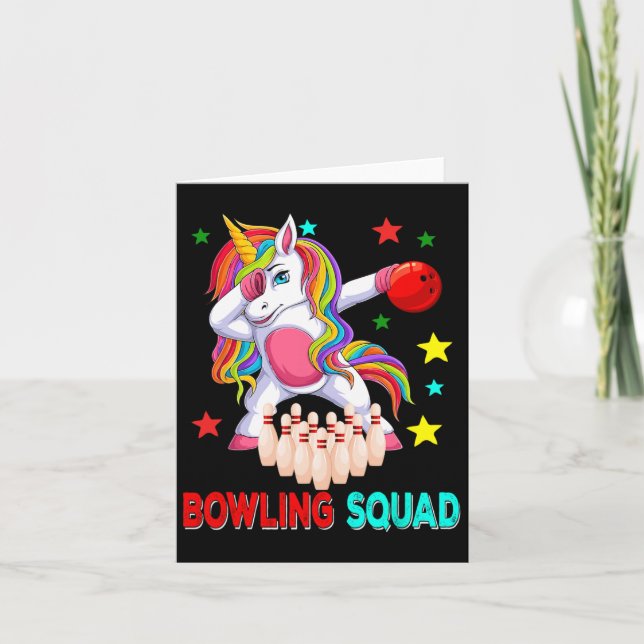 Bowling Squad Dabbing Unicorn Player Team Costume  Card (Front)