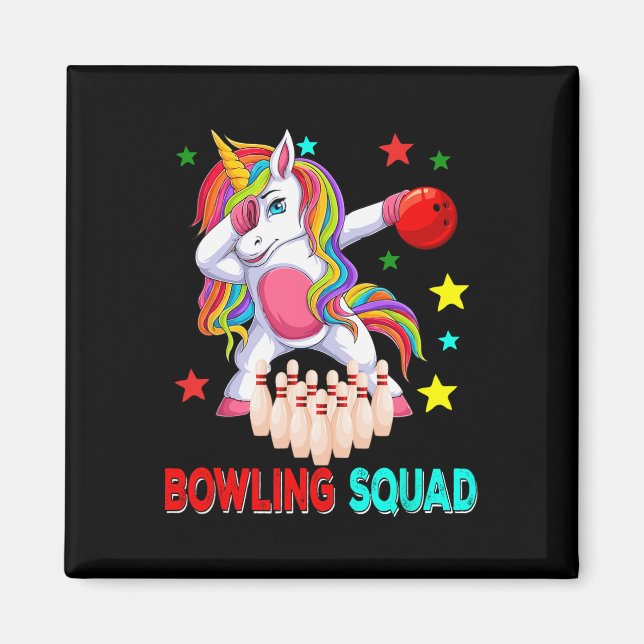 Bowling Squad Dabbing Unicorn Player Team Costume  Magnet (Front)