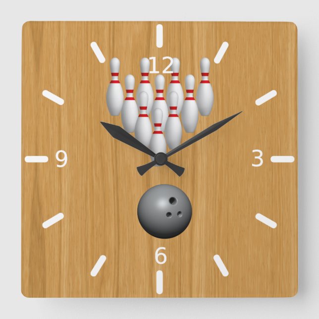 Bowling  square wall clock (Front)