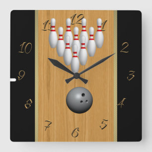 Bowling  square wall clock