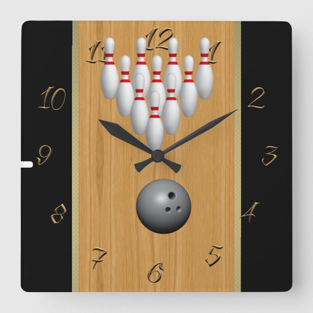 Bowling  square wall clock (Front)