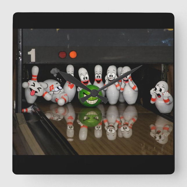Bowling  square wall clock (Front)