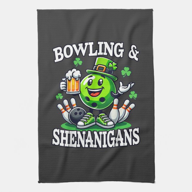 Bowling St Patrick's Day Shenanigans Kitchen Towel (Vertical)