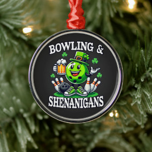 Bowling St Patrick's Day Shenanigans Metal Ornament