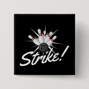 bowling strike! 2 inch square button