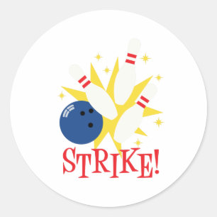 Bowling Strike Classic Round Sticker