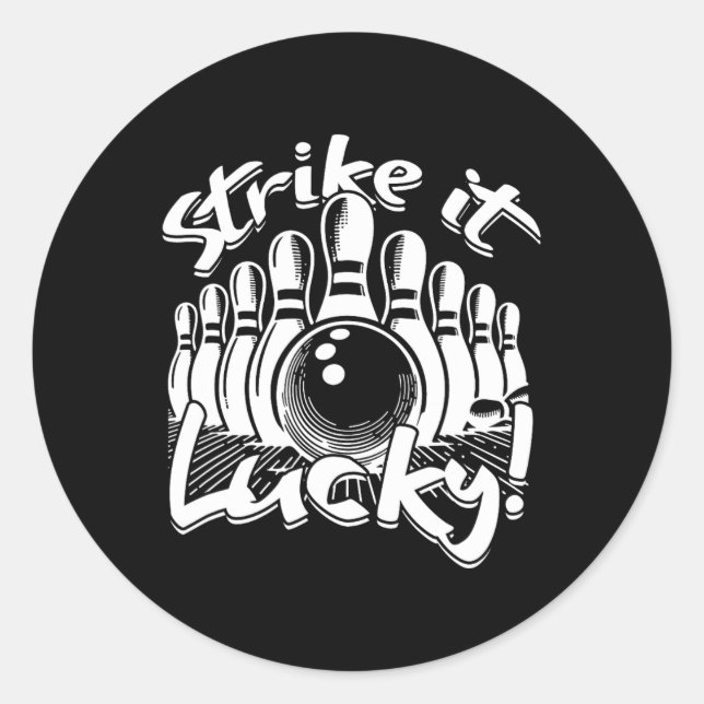 Bowling Strike It Lucky  Classic Round Sticker (Front)