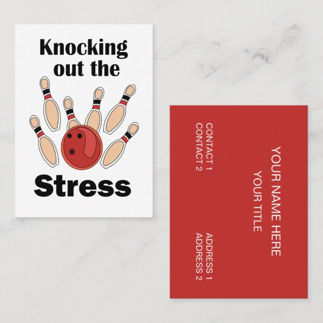 Bowling Strike Knocking Out Stress Bowler Coach Business Card (Front/Back)
