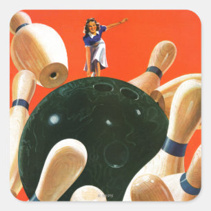 Bowling Strike Square Sticker