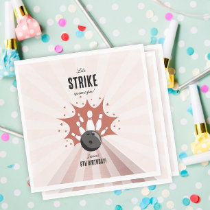 Bowling Strike Up Some Fun Birthday Rose Gold Girl Napkin