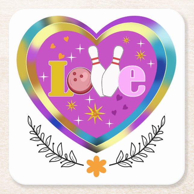 bowling T-Shirt Square Paper Coaster (Front)