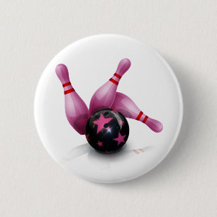 Bowling Team - Ball And Pins. 2 Inch Round Button