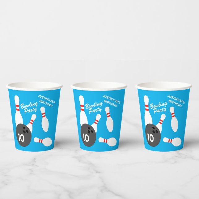 Bowling theme kid's Birthday party disposable Paper Cups (Multi)