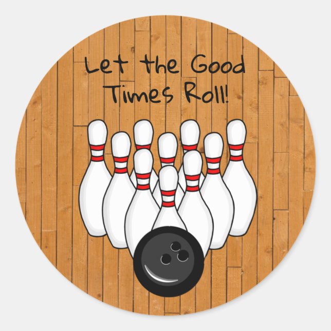 Bowling Themed Birthday Party  Classic Round Sticker (Front)