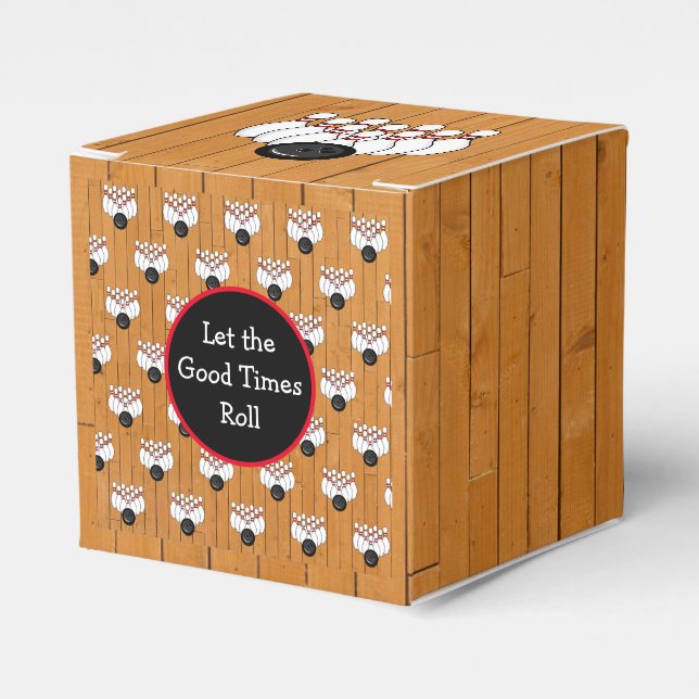 Bowling Themed Birthday Party Favor Box (Front Side)