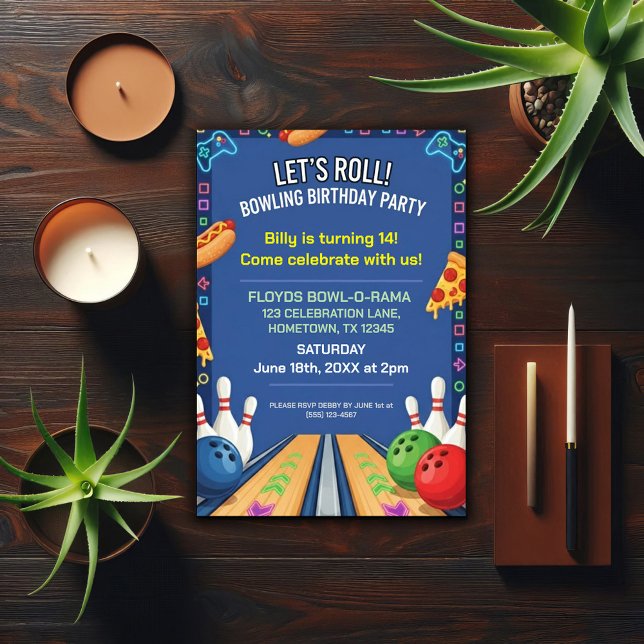 Bowling Themed Birthday Party Invitation (Creator Uploaded)
