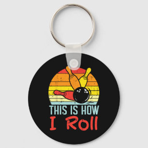 Bowling This Is How I Roll Sunset Retro Bowler Kid Keychain