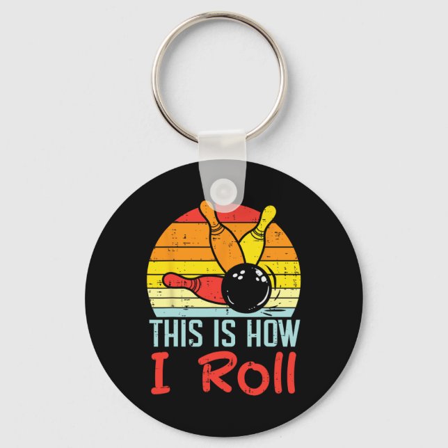 Bowling This Is How I Roll Sunset Retro Bowler Kid Keychain (Front)