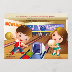 Bowling Tots Birthday Party Invitation