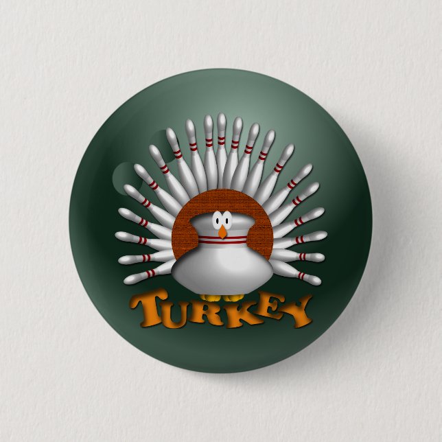 Bowling Turkey 2 Inch Round Button (Front)