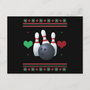 Bowling Ugly Christmas Sweater Xmas Postcard