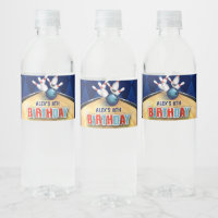 Bowling Water Bottle Label - Boy