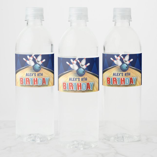 Bowling Water Bottle Label - Boy (Bottles)
