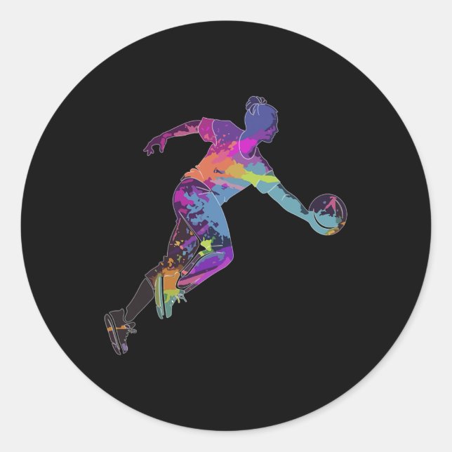 Bowling Woman Bowler Woman Paint Splash  Classic Round Sticker (Front)