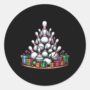 Bowling Xmas Lighting Santa Cute Bowling Christmas Classic Round Sticker