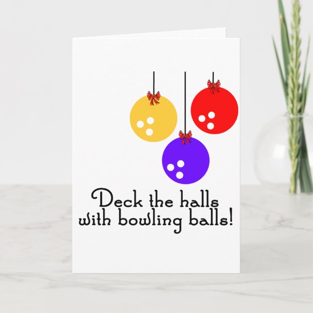BowlingChick Deck the Halls Holiday Card (Front)
