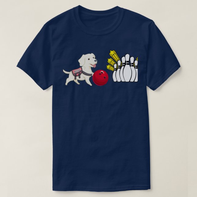 BowlingCute Dog playing bowling funny T T-Shirt (Design Front)