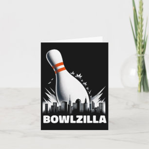 Bowlzilla Destroying City Ten Pin Men Kids Funny B Card