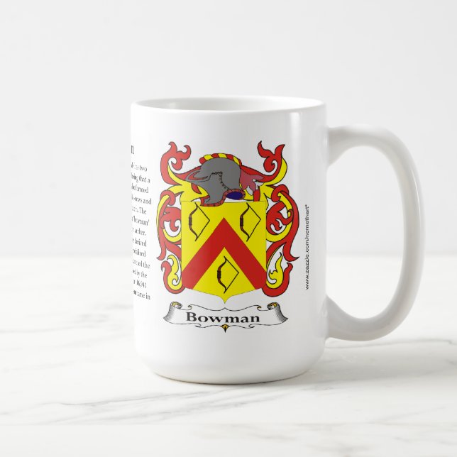 Bowman, the Origin, the Meaning and the Crest Coffee Mug (Right)