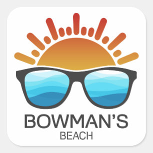 Bowman's Beach Florida Sunglasses Square Sticker