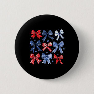 Bows 4th Of July Patriotic Bows Women Girls Kids  2 Inch Round Button