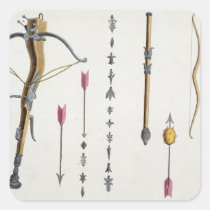 Bows and arrows from the 14th-15th century, plate square sticker
