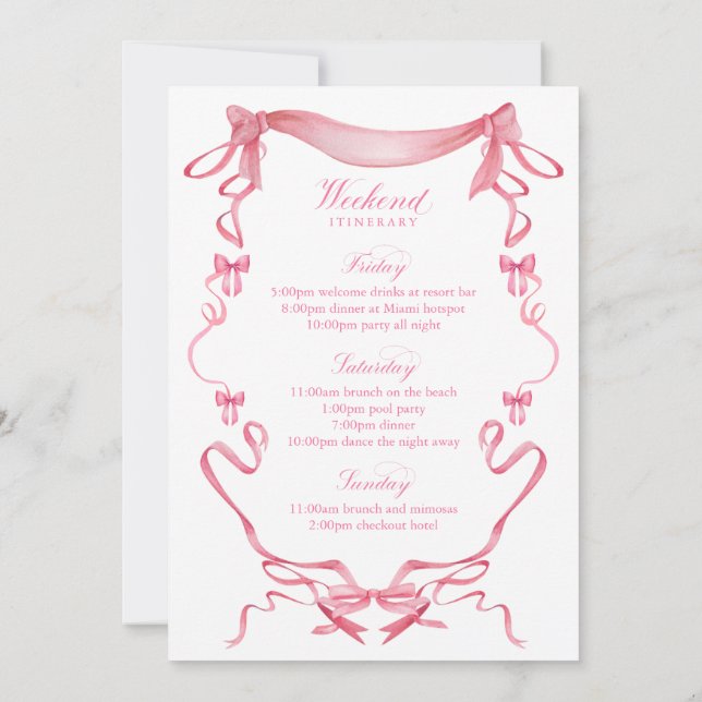 Bows and Babes Girls Club Bachelorette Invitation (Dos)