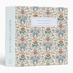 Bows and Blossoms Blue Baby Photo Album Binder