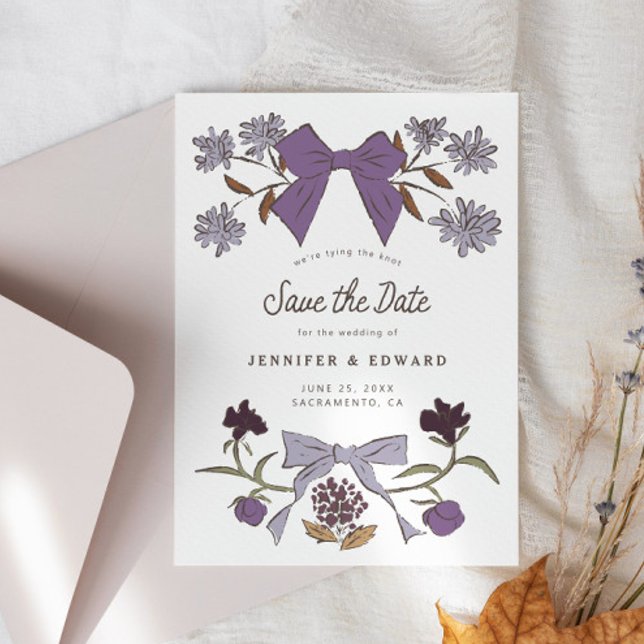 Bows and Blossoms Lilac Save The Date (Creator Uploaded)