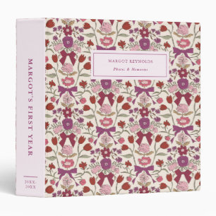 Bows and Blossoms Magenta Baby Photo Album Binder