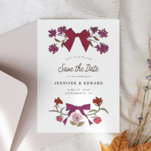 Bows and Blossoms Magenta Save The Date