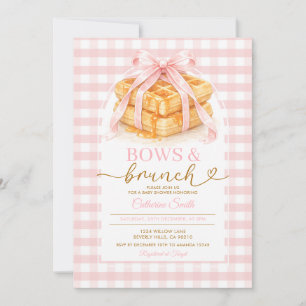 Bows and Brunch Pink Waffle Brunch Baby Shower  Invitation