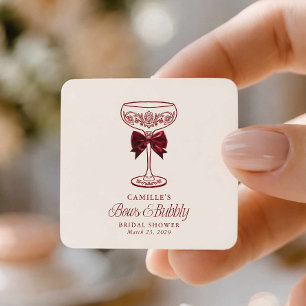 Bows and Bubbly Bridal Shower Square Sticker