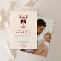 Bows and Bubbly Photo Bridal Shower Thank you Card