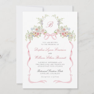 Bows and Wildflowers Wedding Invitation