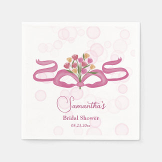 Bows & Bouquets Flower Bloom Bar Bridal Shower Napkin