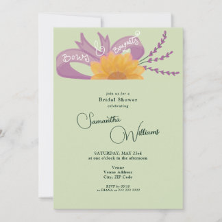 Bows Bouquets Flower Bloom Bar Green Bridal Shower Invitation