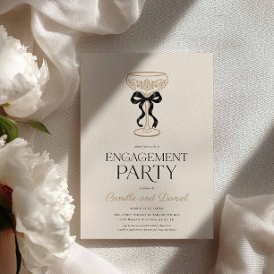 Bows & Bubbly Engagement Party Invitation