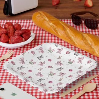 Bows, Bunnies and Flowers Paper Plate