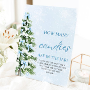 Bows Christmas Guess How Many Candies Baby Shower Pedestal Sign